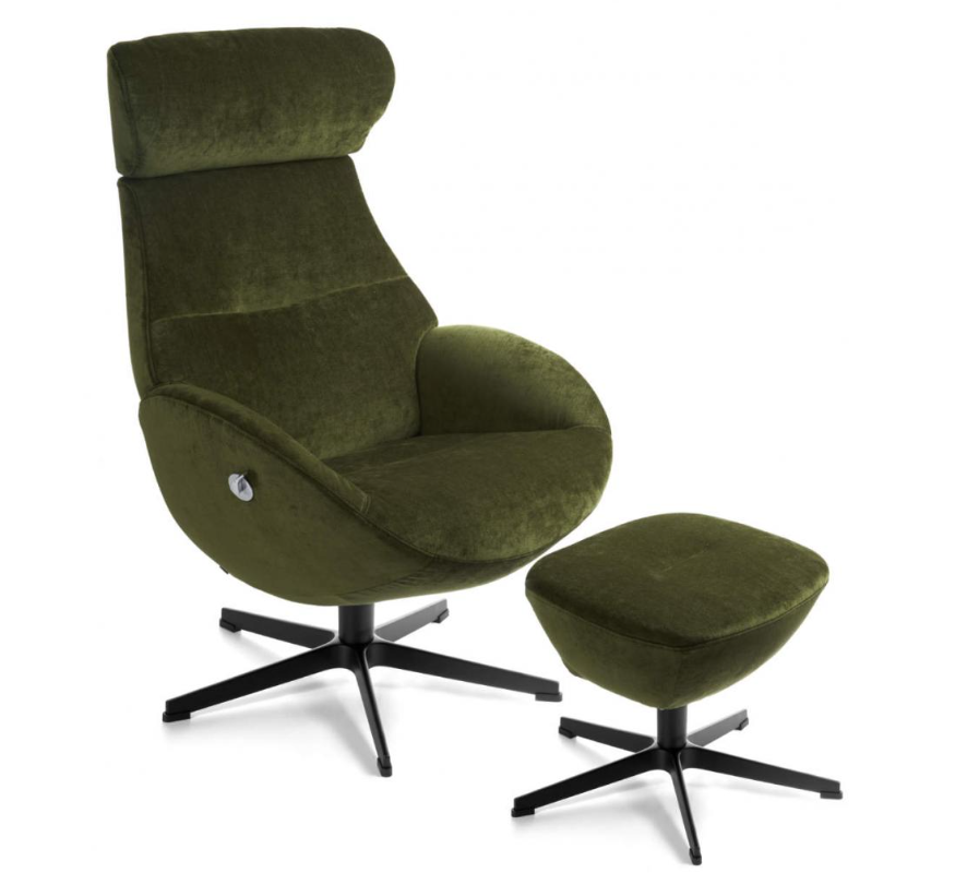 Conform Globe Drehsessel mit Hocker in Stoff Eros Forest Green 