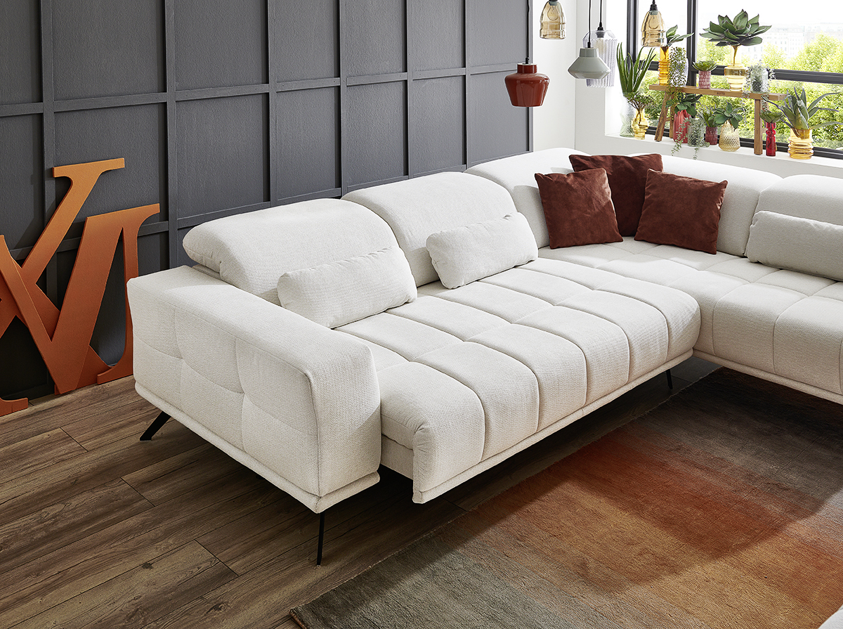 Rockford Sofa in Stoff Weiß 