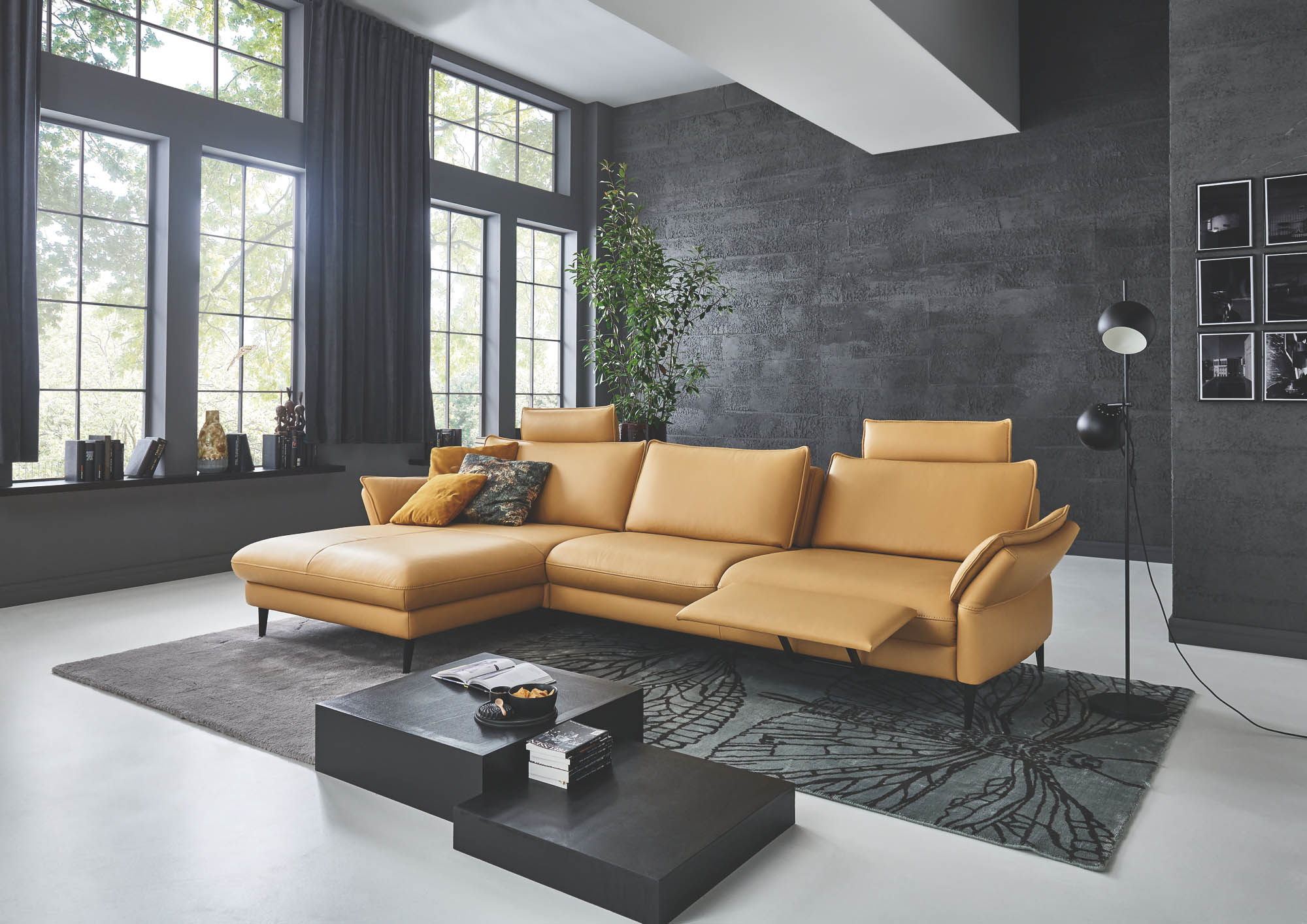 Hukla Sofa in Leder Gelb 