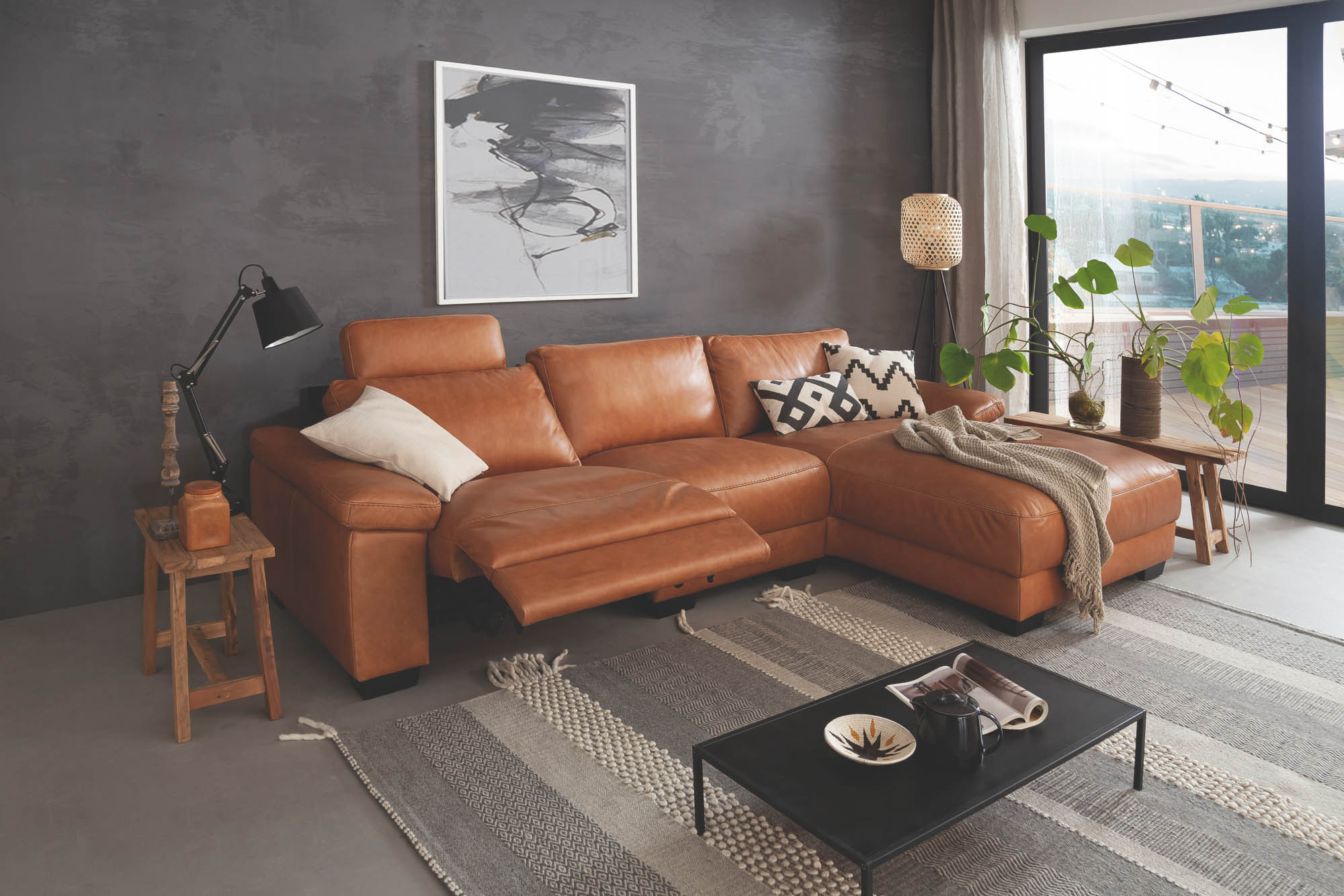 Portland Sofa in Leder Cognac 