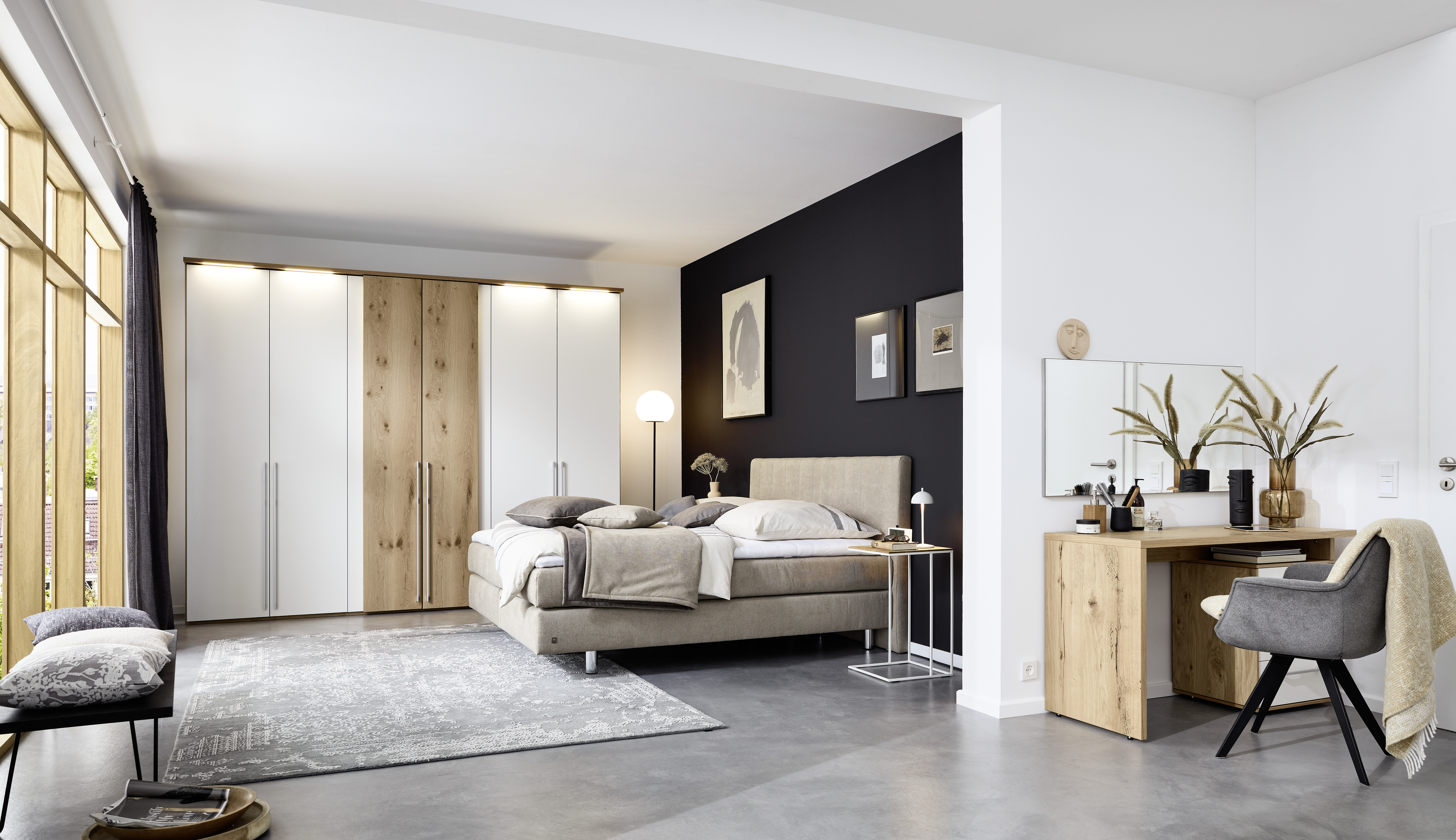 Musterring Evolution Boxspring-Bett in Stoff Taupe 